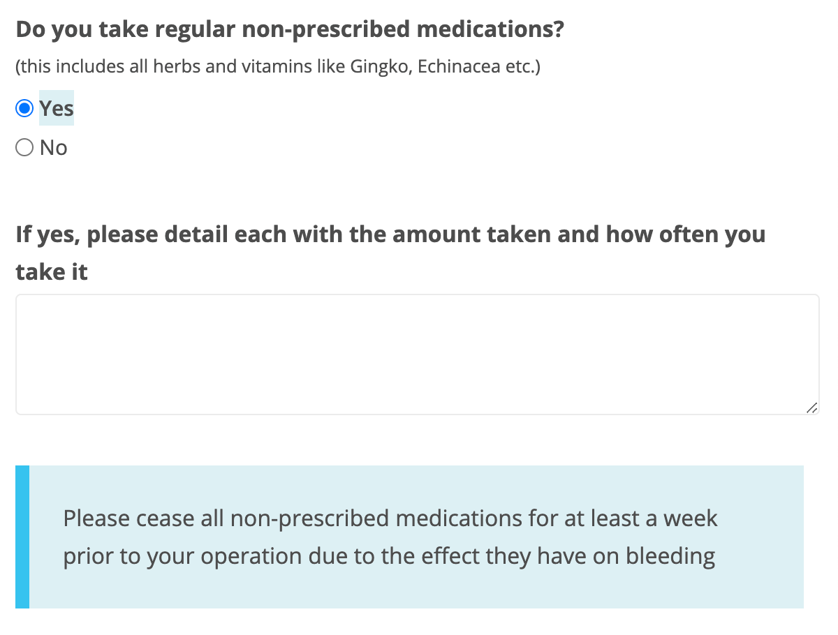 Non Prescribed Medications - Preoperative Anaesthetic Assessment