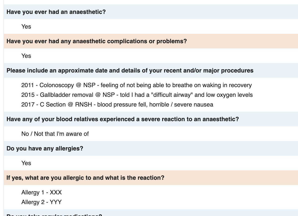 Highlight Anaesthetist Questions - Preoperative Anaesthetic Assessment